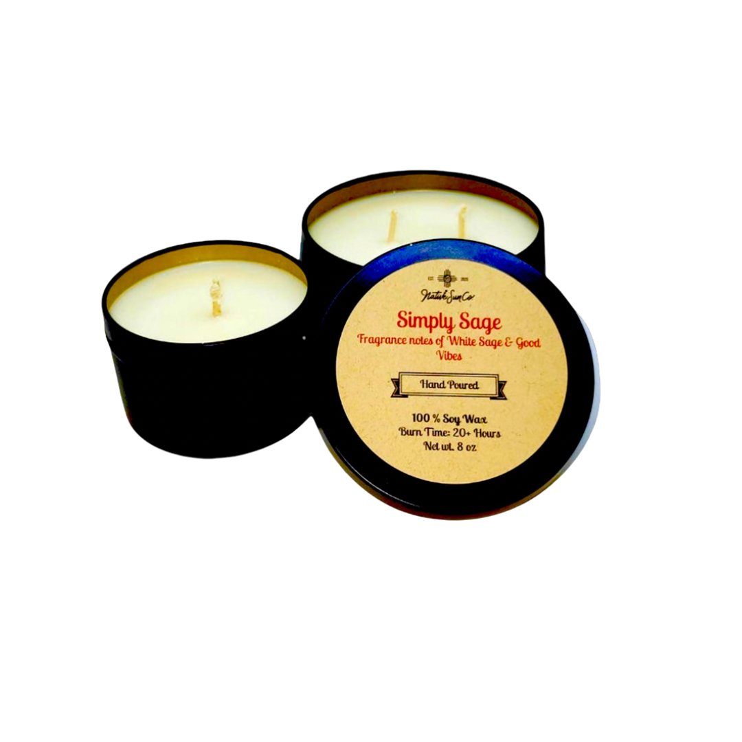 SIMPLY SAGE (WHITE SAGE+GOOD VIBES CANDLE) - Native Sun Companies -Candles